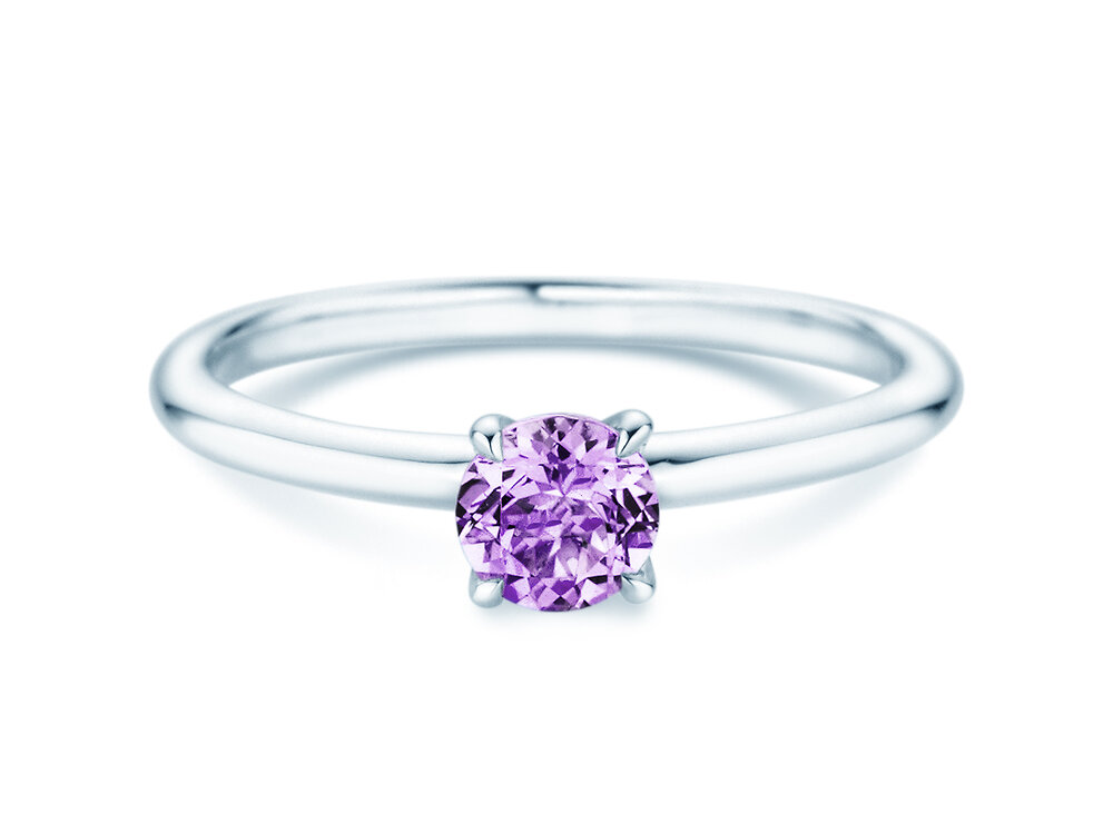 Geburtsstein-Ring Classic 4 Februar in 9K Weißgold mit Amethyst 0,50ct