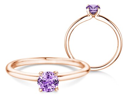 Geburtsstein-Ring Classic 4 Februar in 14K Roségold mit Amethyst 0,50ct