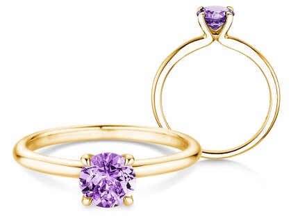 Geburtsstein-Ring Classic 4 Februar in 14K Gelbgold mit Amethyst 1,00ct