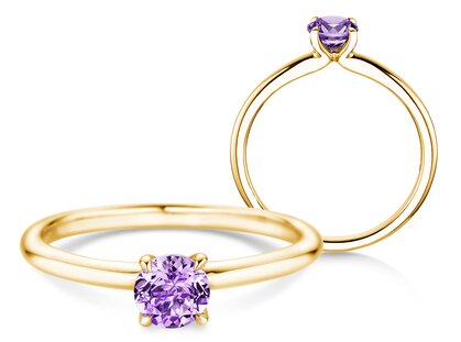 Geburtsstein-Ring Classic 4 Februar in 9K Gelbgold mit Amethyst 0,50ct