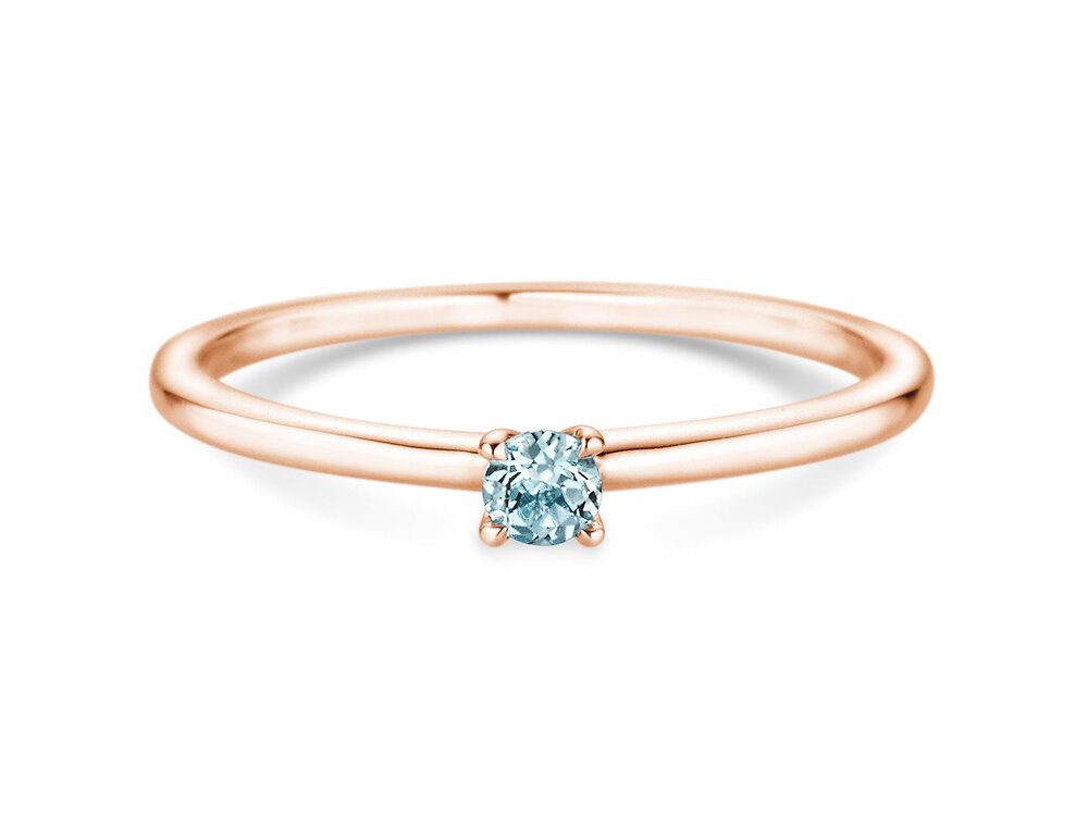 Geburtsstein-Ring Classic 4 März in 14K Roségold mit Aquamarin 0,10ct