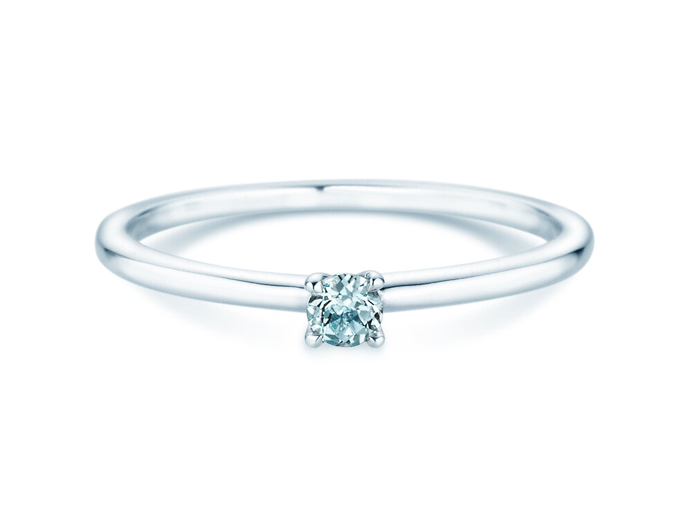 Geburtsstein-Ring Classic 4 März in 14K Weißgold mit Aquamarin 0,10ct