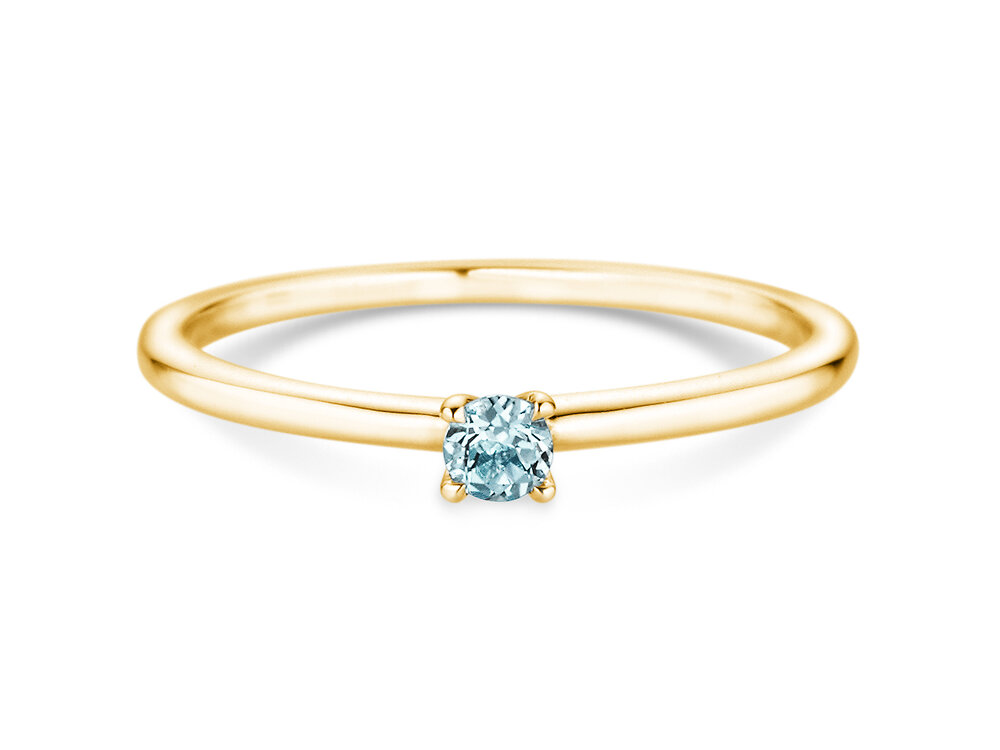 Geburtsstein-Ring Classic 4 März in 14K Gelbgold mit Aquamarin 0,10ct