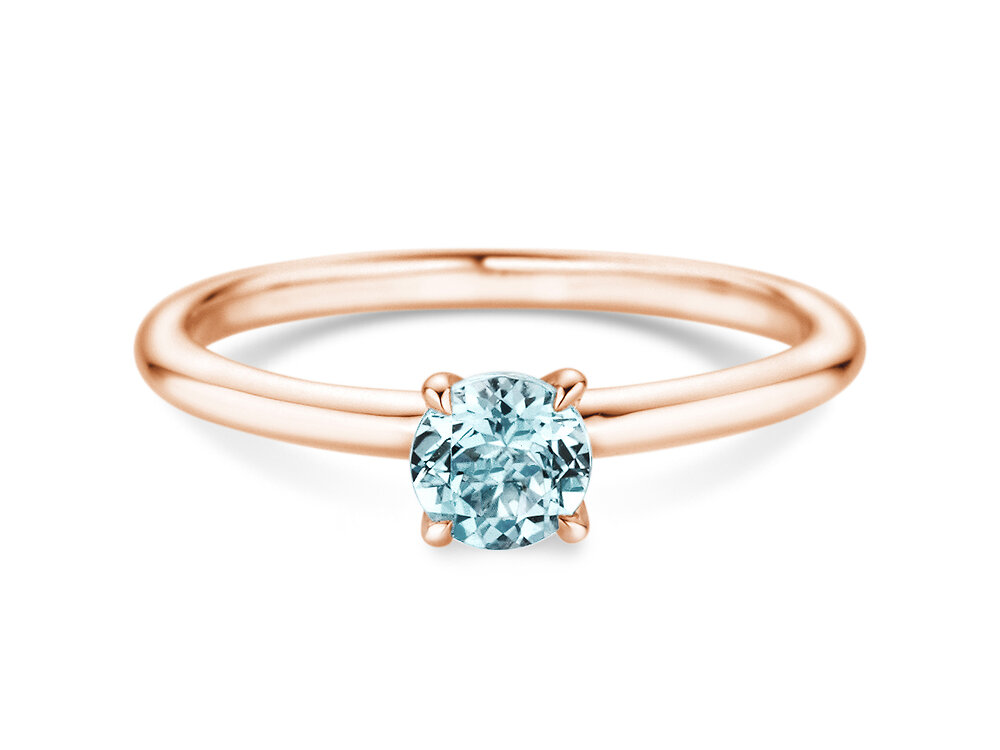 Geburtsstein-Ring Classic 4 März in 14K Roségold mit Aquamarin 0,50ct