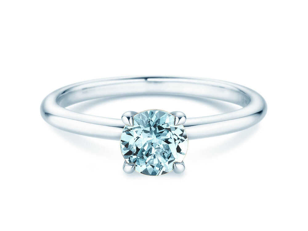 Geburtsstein-Ring Classic 4 März in 14K Weißgold mit Aquamarin 1,00ct