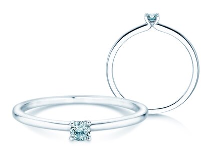 Geburtsstein-Ring Classic 4 März in 14K Weißgold mit Aquamarin 0,10ct
