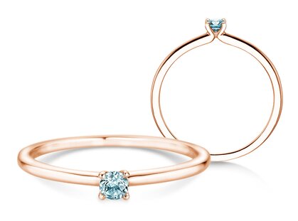 Geburtsstein-Ring Classic 4 März in 9K Roségold mit Aquamarin 0,10ct