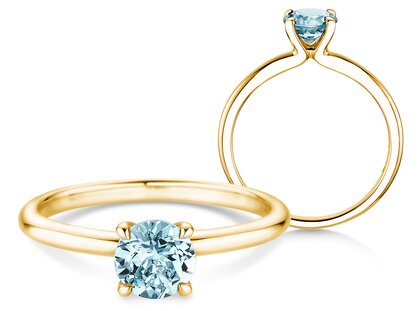 Geburtsstein-Ring Classic 4 März in 14K Gelbgold mit Aquamarin 1,00ct