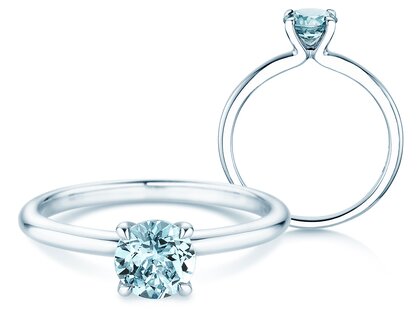 Geburtsstein-Ring Classic 4 März in 9K Weißgold mit Aquamarin 1,00ct