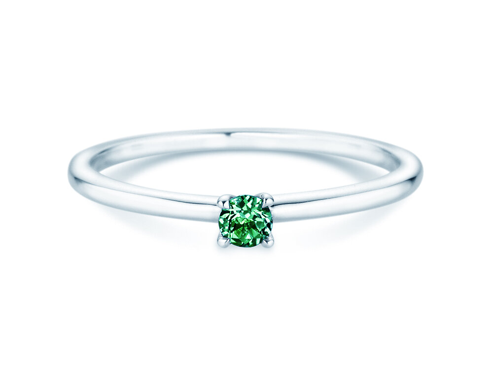 Geburtsstein-Ring Classic 4 Mai in 14K Weißgold mit Smaragd 0,10ct