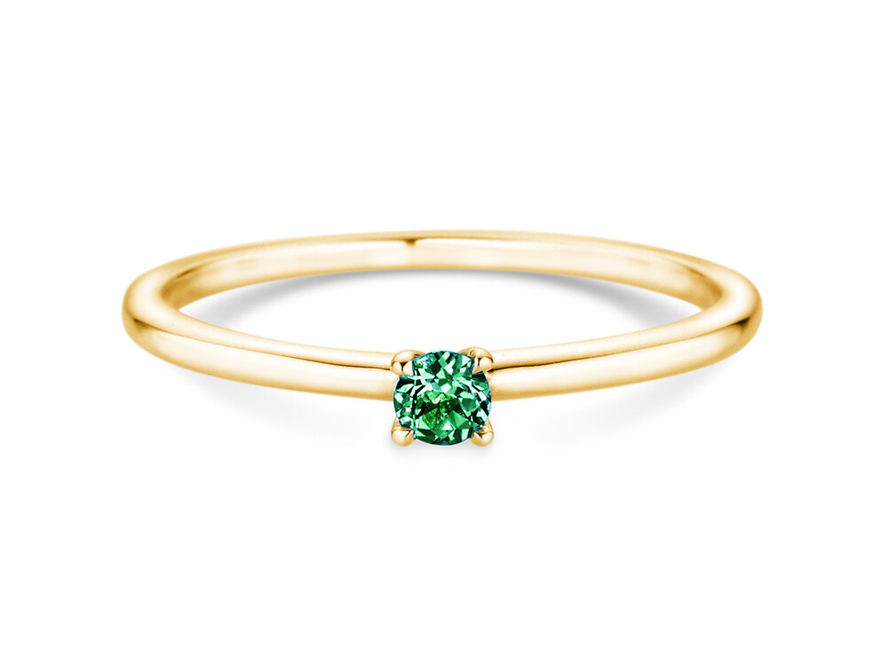 Geburtsstein-Ring Classic 4 Mai in 14K Gelbgold mit Smaragd 0,10ct