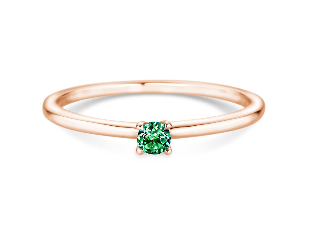 Geburtsstein-Ring Classic 4 Mai in 9K Roségold mit Smaragd 0,10ct