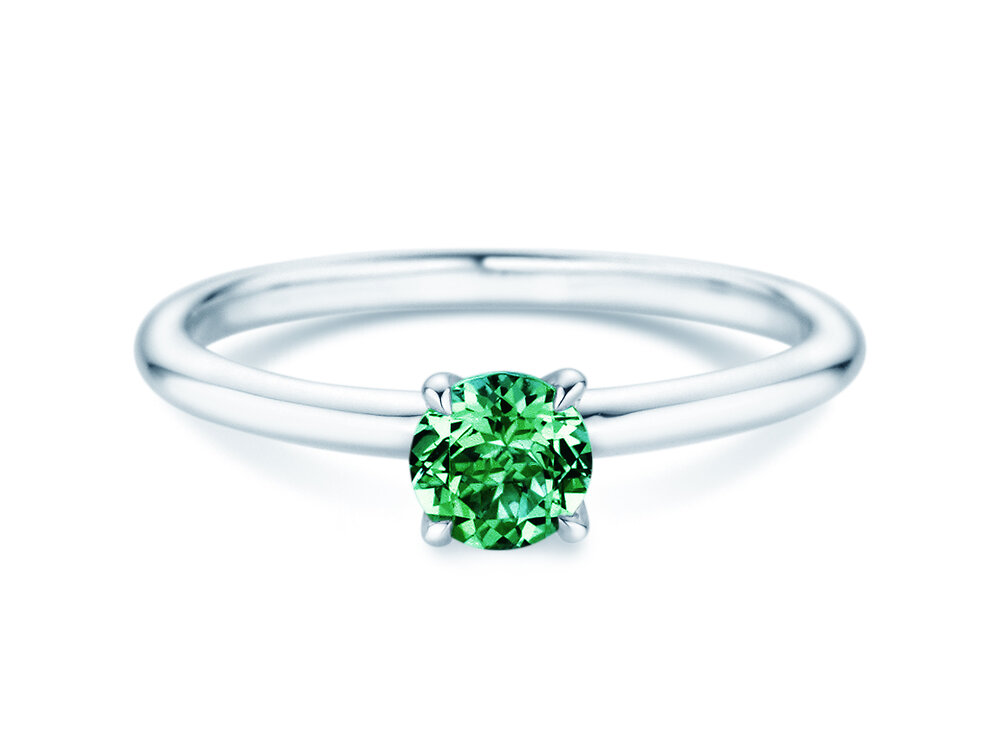 Geburtsstein-Ring Classic 4 Mai in 9K Weißgold mit Smaragd 0,50ct