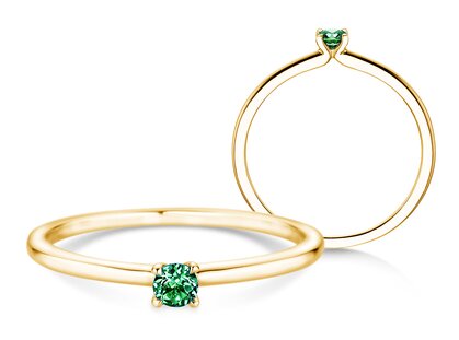 Geburtsstein-Ring Classic 4 Mai in 9K Gelbgold mit Smaragd 0,10ct