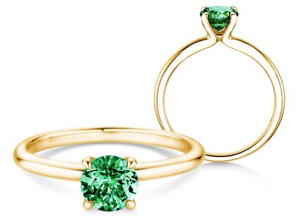 Geburtsstein-Ring Classic 4 Mai in 9K Gelbgold mit Smaragd 1,00ct