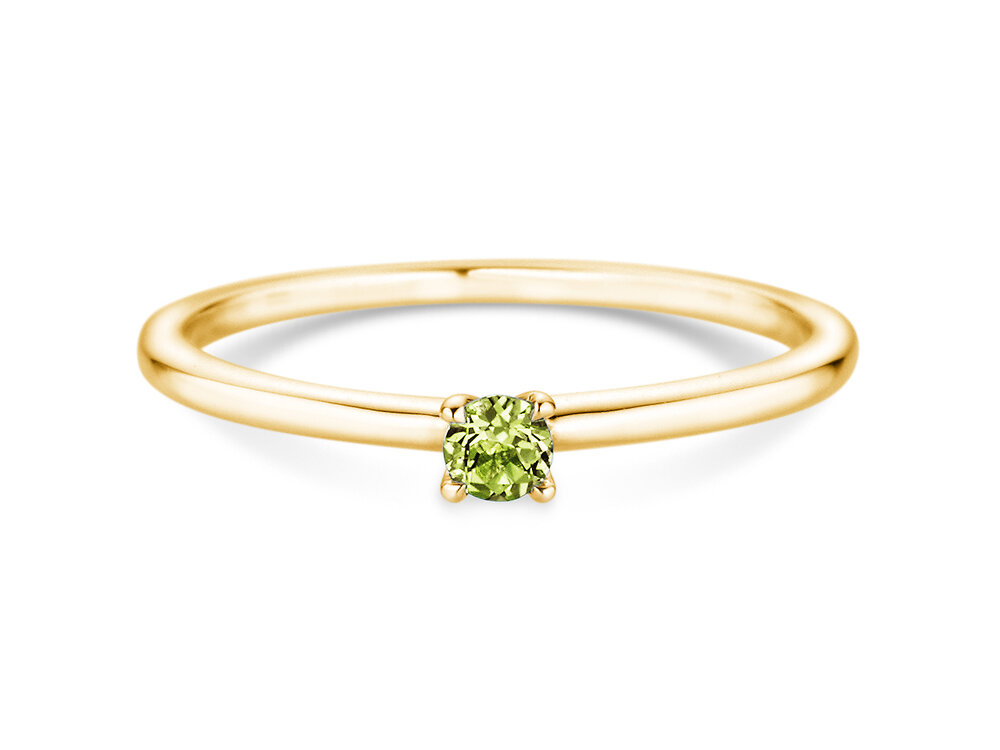 Geburtsstein-Ring Classic 4 August in 14K Gelbgold mit Peridot 0,10ct