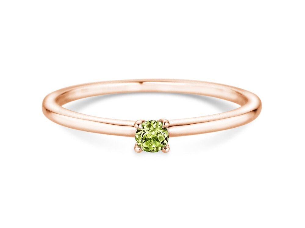 Geburtsstein-Ring Classic 4 August in 9K Roségold mit Peridot 0,10ct