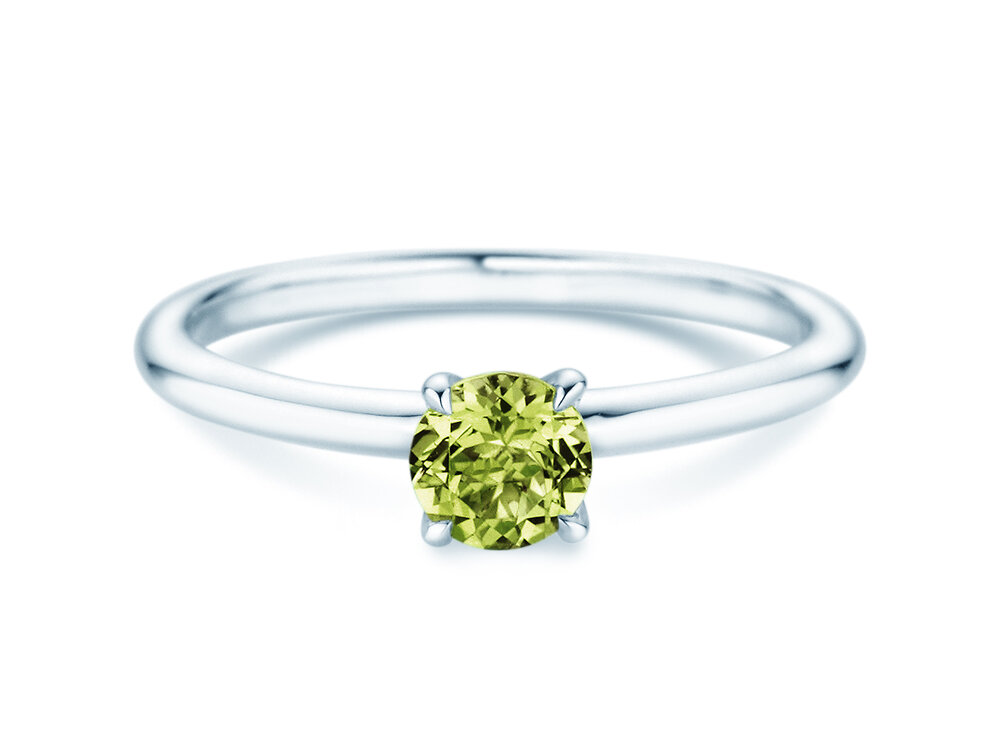 Geburtsstein-Ring Classic 4 August in 14K Weißgold mit Peridot 0,50ct