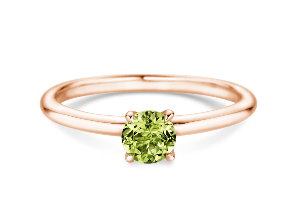 Geburtsstein-Ring Classic 4 August in 9K Roségold mit Peridot 0,50ct