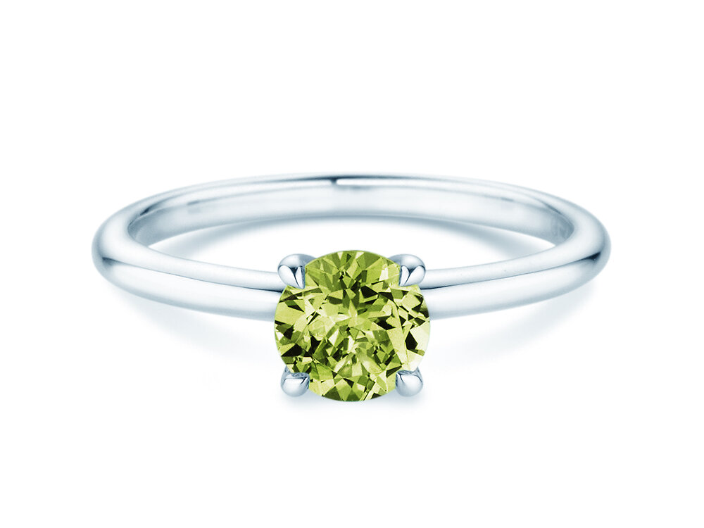 Geburtsstein-Ring Classic 4 August in 9K Weißgold mit Peridot 1,00ct