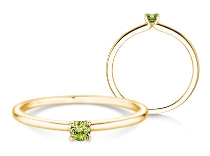 Geburtsstein-Ring Classic 4 August in 9K Gelbgold mit Peridot 0,10ct