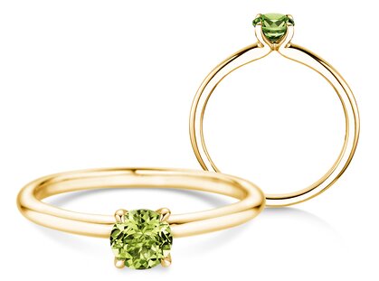 Geburtsstein-Ring Classic 4 August in 9K Gelbgold mit Peridot 0,50ct