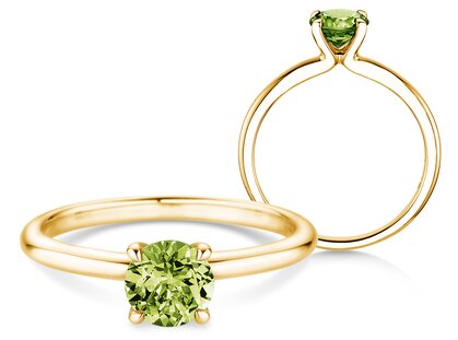 Geburtsstein-Ring Classic 4 August in 9K Gelbgold mit Peridot 1,00ct