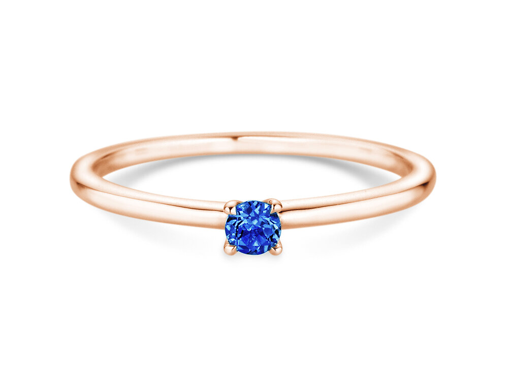 Geburtsstein-Ring Classic 4 September in 9K Roségold mit Saphir 0,10ct