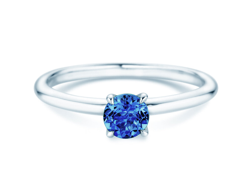Geburtsstein-Ring Classic 4 September in 9K Weißgold mit Saphir 0,50ct