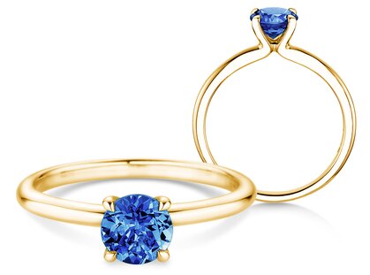 Geburtsstein-Ring Classic 4 September in 9K Gelbgold mit Saphir 1,00ct