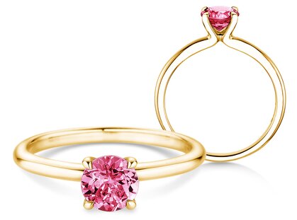 Geburtsstein-Ring Classic 4 Oktober in 14K Gelbgold mit Pinker Turmalin 1,00ct