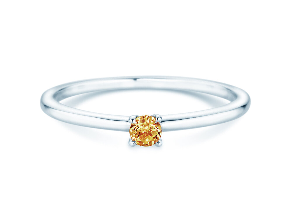 Geburtsstein-Ring Classic 4 November in 14K Weißgold mit Citrin 0,10ct