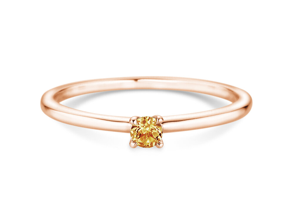 Geburtsstein-Ring Classic 4 November in 9K Roségold mit Citrin 0,10ct