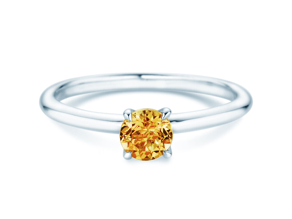 Geburtsstein-Ring Classic 4 November in 9K Weißgold mit Citrin 0,50ct