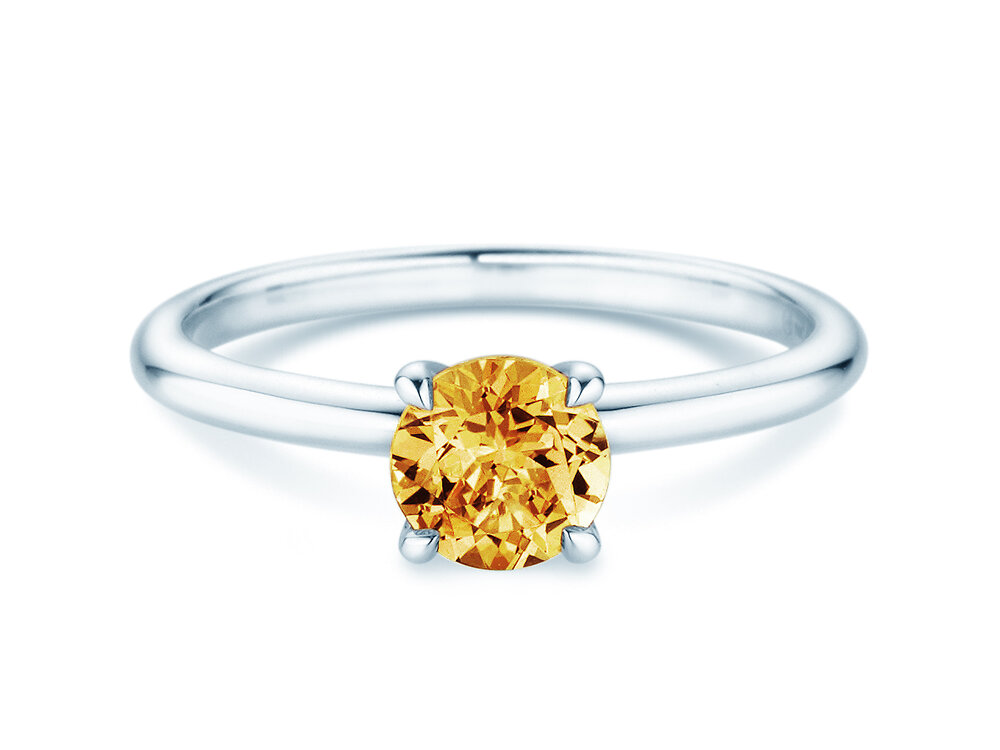 Geburtsstein-Ring Classic 4 November in 9K Weißgold mit Citrin 1,00ct