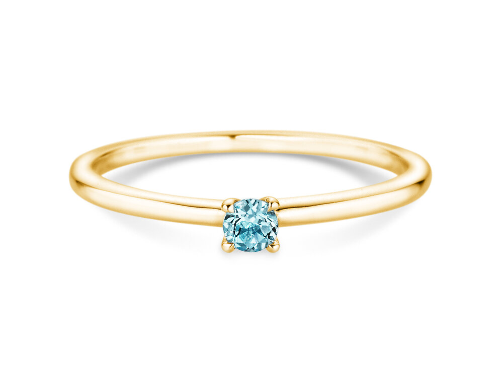 Geburtsstein-Ring Classic 4 Dezember in 9K Gelbgold mit Blautopas 0,10ct