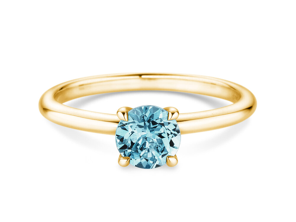 Geburtsstein-Ring Classic 4 Dezember in 9K Gelbgold mit Blautopas 1,00ct