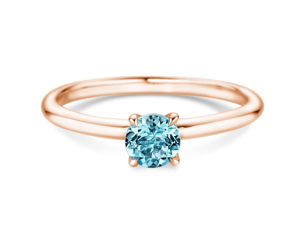 Geburtsstein-Ring Classic 4 Dezember in 9K Roségold mit Blautopas 0,50ct
