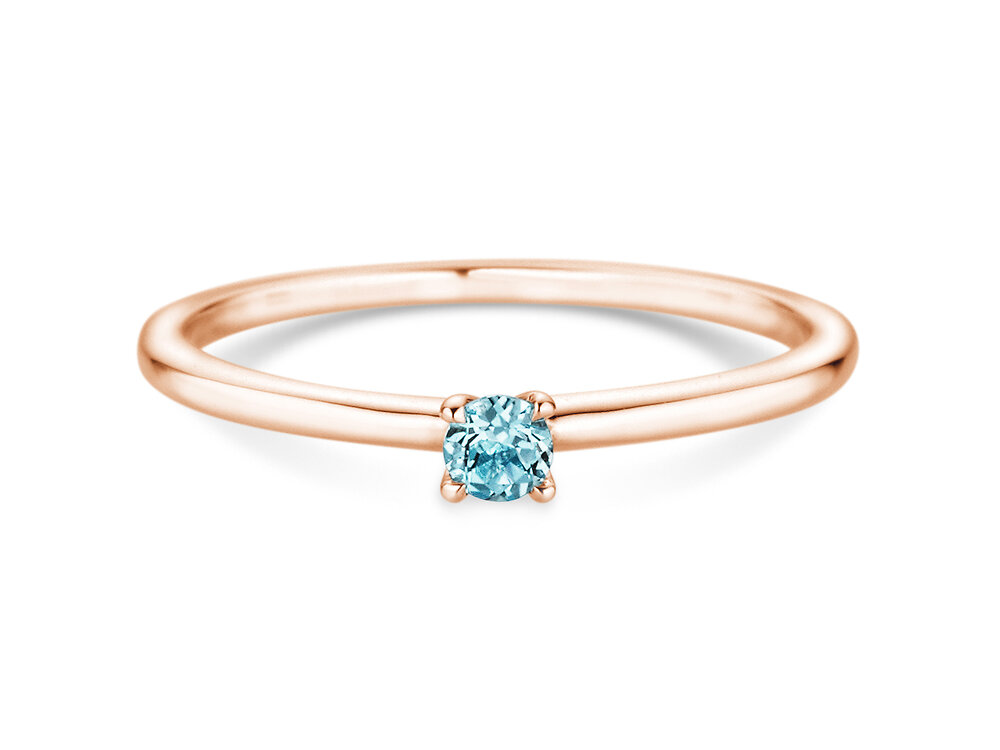 Geburtsstein-Ring Classic 4 Dezember in 14K Roségold mit Blautopas 0,10ct
