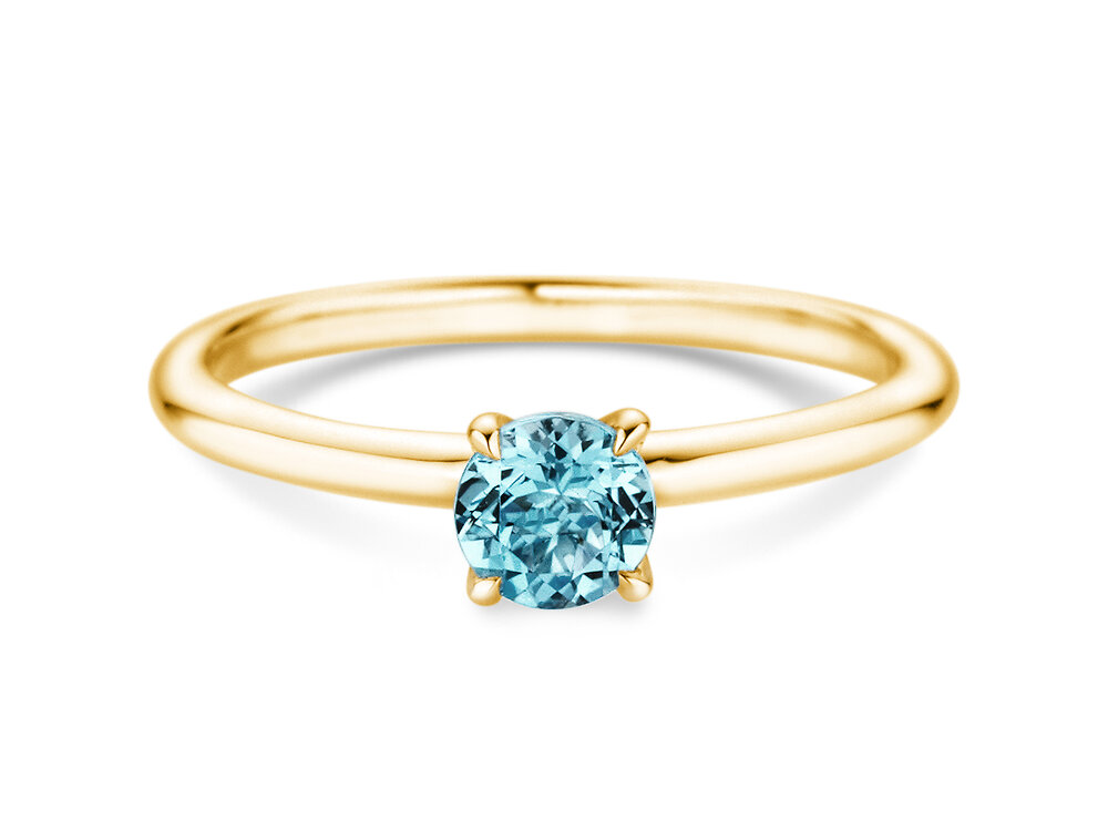 Geburtsstein-Ring Classic 4 Dezember in 9K Gelbgold mit Blautopas 0,50ct