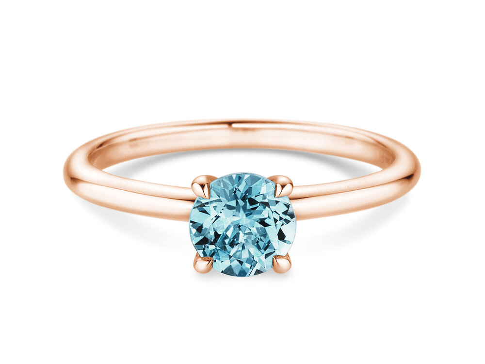 Geburtsstein-Ring Classic 4 Dezember in 9K Roségold mit Blautopas 1,00ct
