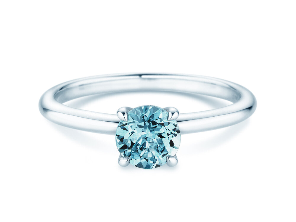 Geburtsstein-Ring Classic 4 Dezember in 14K Weißgold mit Blautopas 1,00ct