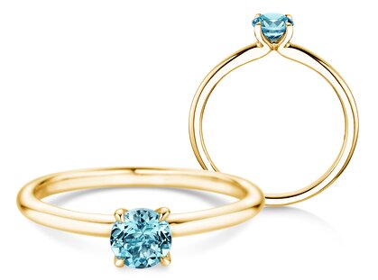 Geburtsstein-Ring Classic 4 Dezember in 9K Gelbgold mit Blautopas 0,50ct
