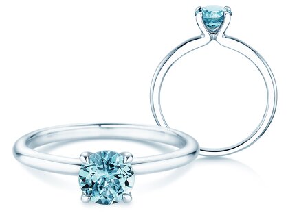 Geburtsstein-Ring Classic 4 Dezember in 9K Weißgold mit Blautopas 1,00ct