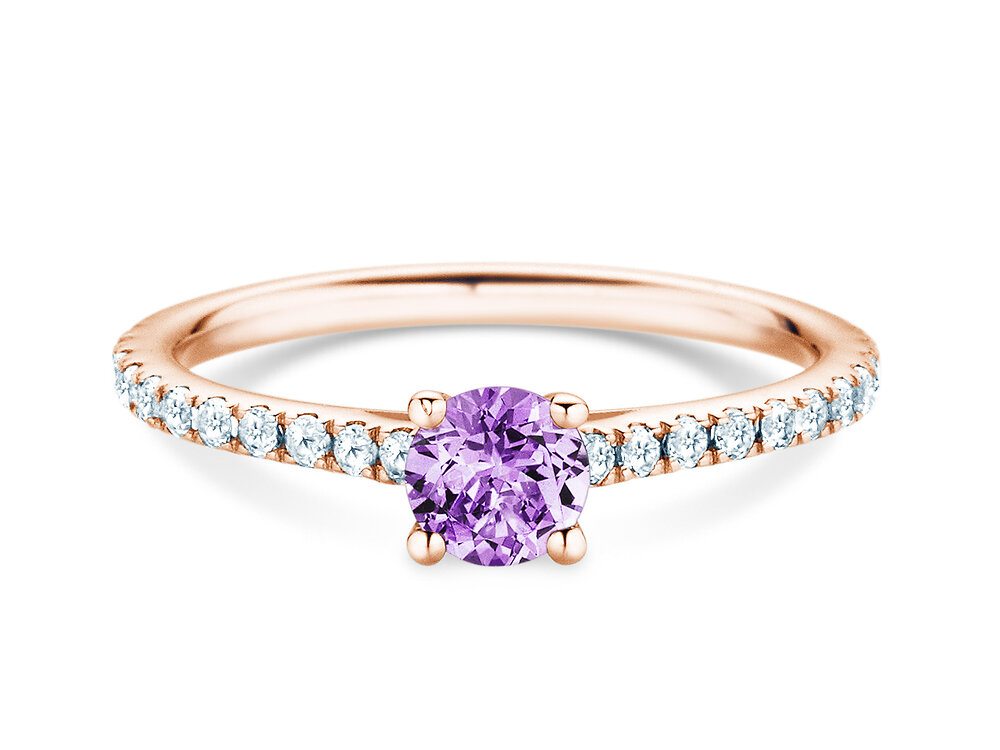 Geburtsstein-Ring Pure Colour Februar in 9K Roségold mit Amethyst 0,50ct und Diamanten 0,26ct
