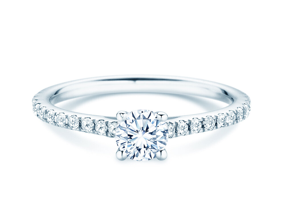 Geburtsstein-Ring Pure Colour April in 14K Weißgold mit Diamant 0,50ct und Diamanten 0,26ct