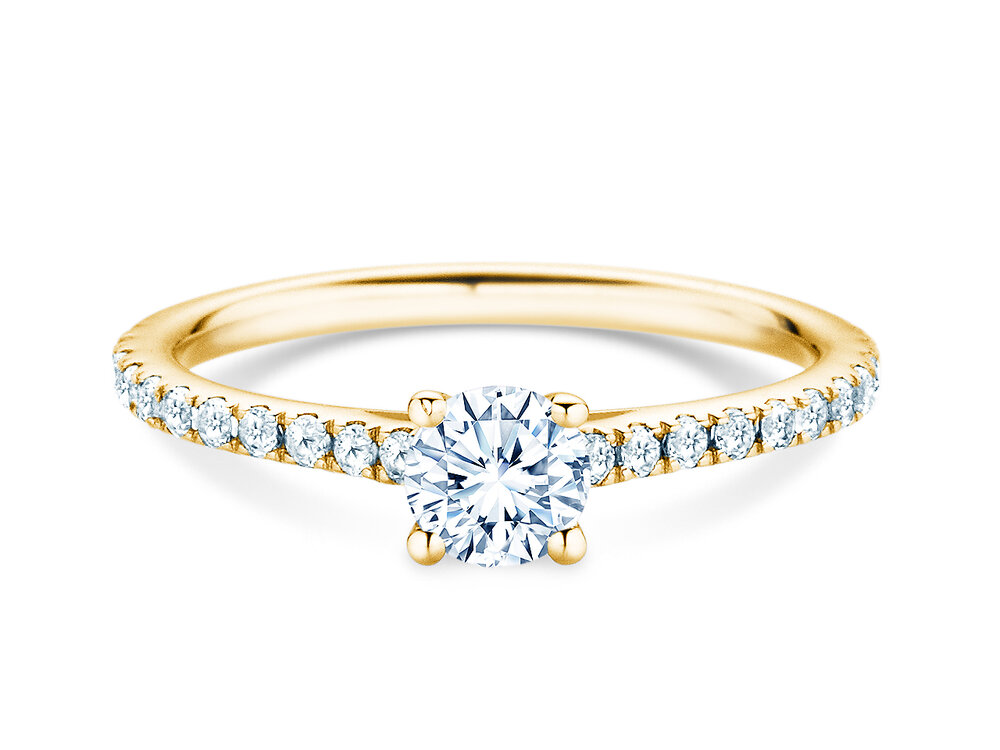 Geburtsstein-Ring Pure Colour April in 18K Gelbgold mit Diamant 0,50ct und Diamanten 0,26ct
