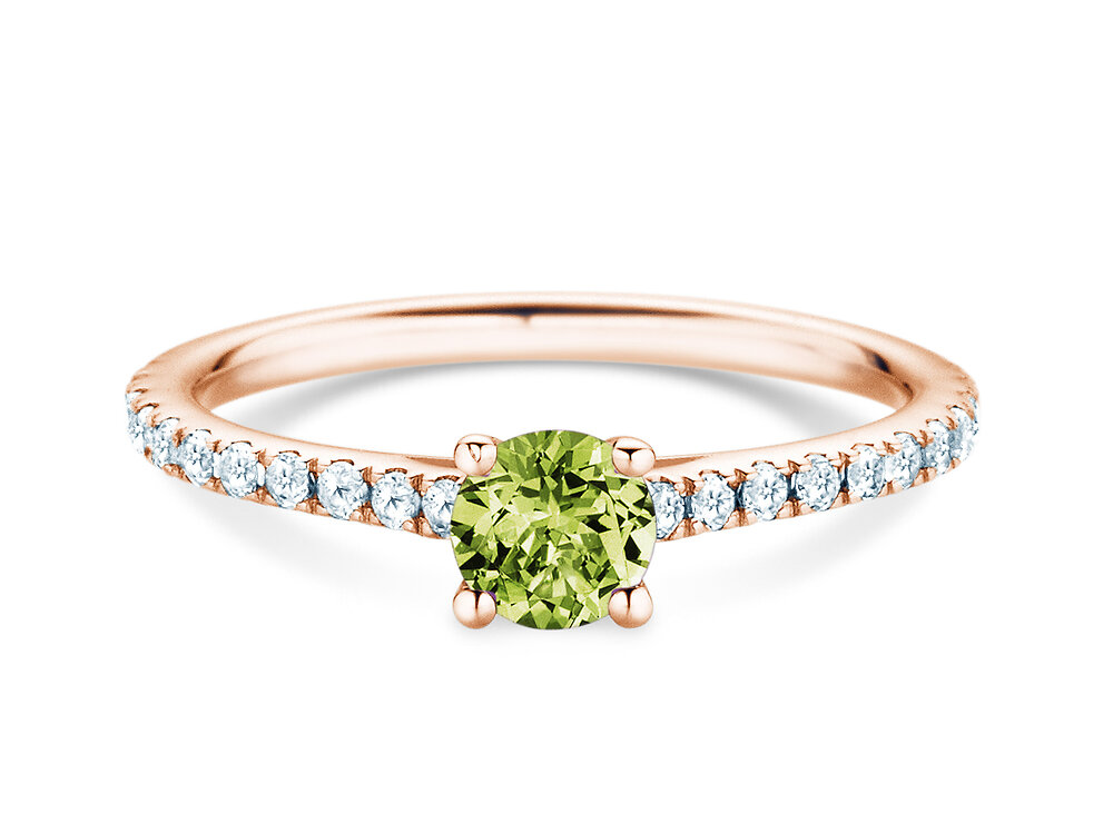 Geburtsstein-Ring Pure Colour August in 9K Roségold mit Peridot 0,50ct und Diamanten 0,26ct