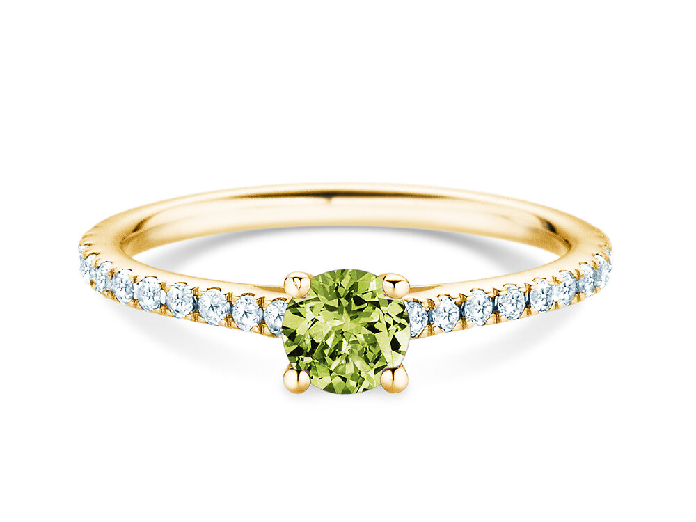 Geburtsstein-Ring Pure Colour August in 9K Gelbgold mit Peridot 0,50ct und Diamanten 0,26ct