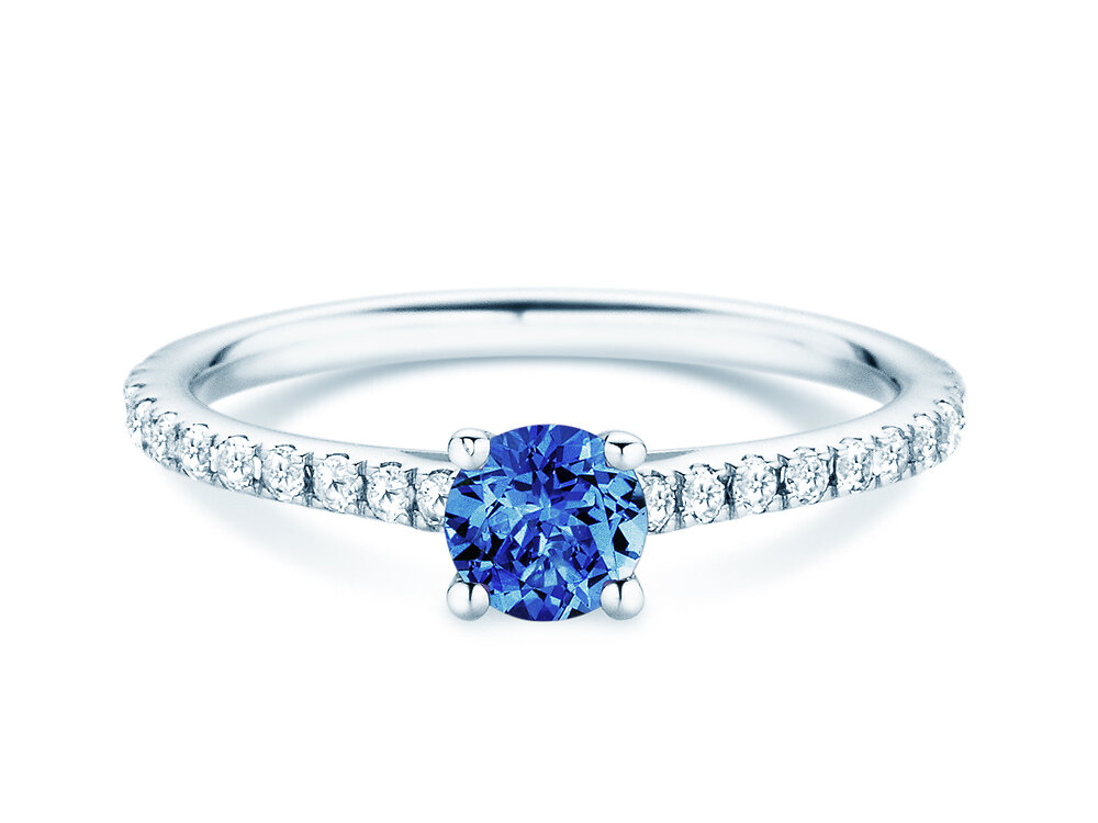 Geburtsstein-Ring Pure Colour September in 18K Weißgold mit Saphir 0,50ct und Diamanten 0,26ct